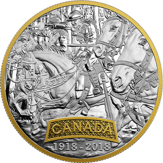 RCM-New-Release:-2018-1-Oz.-Pure-Silver-Gold-Plated-Coin---First-World-War-Allies:-Canada